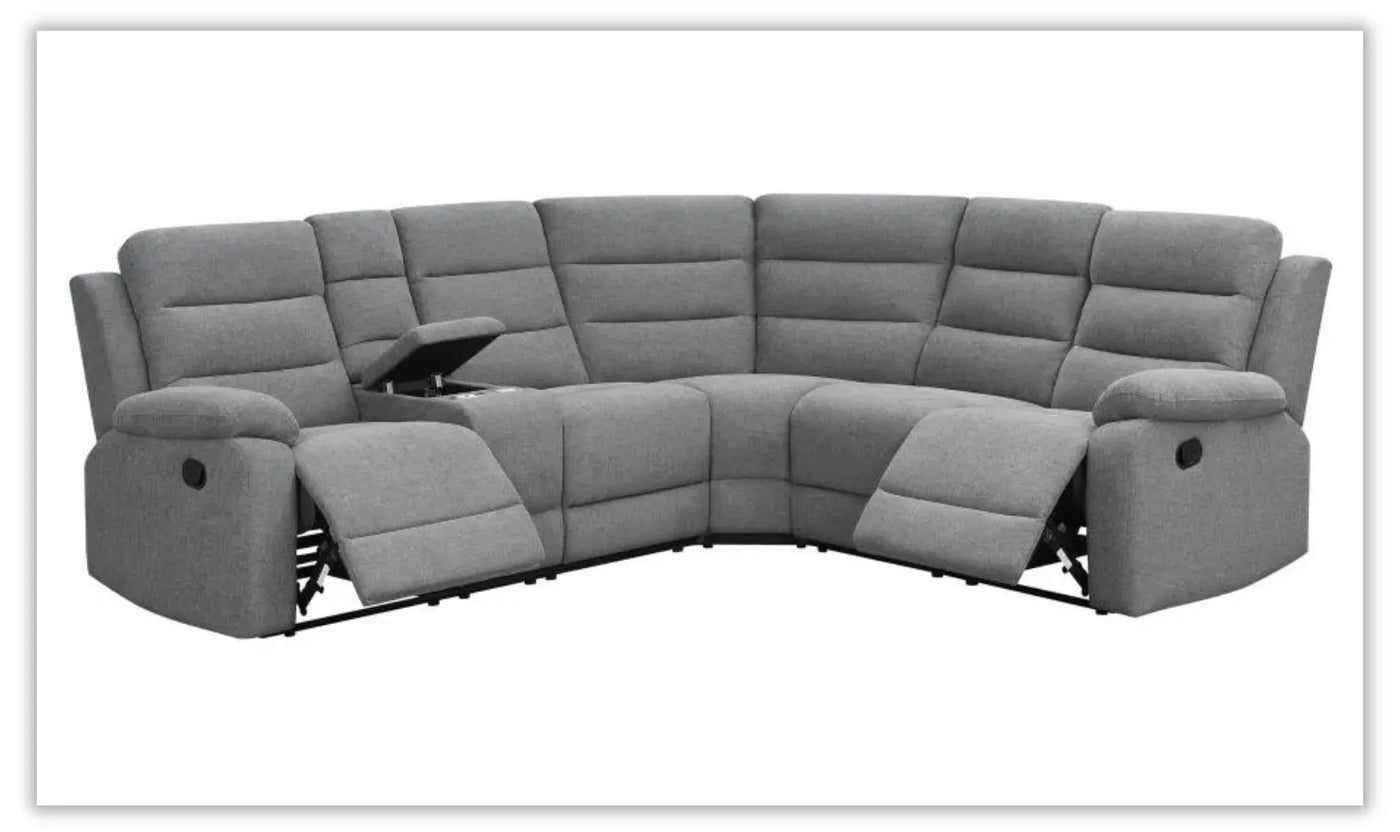 Coaster David 3-piece Upholstered Motion Sectional with Pillow Arms Smoke