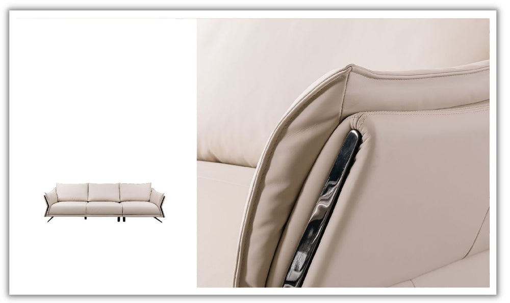 Giada 3 Seater Leather Sofa in Beige