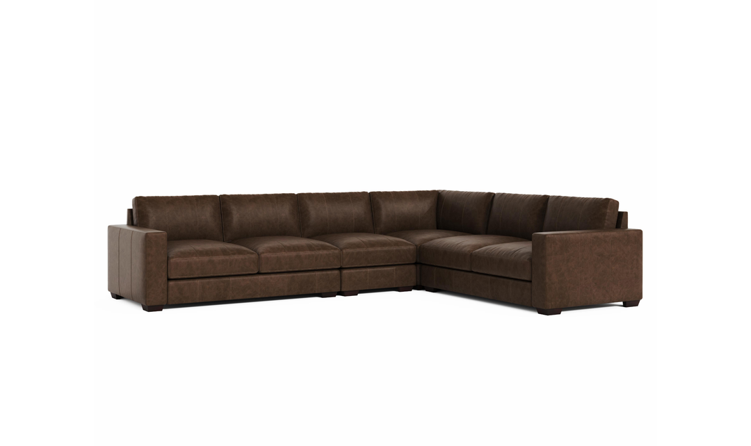 Bernhardt Dawkins L-Shaped Leather Sectional Sofa with Oversized Track Arms - Jennifer Furniture