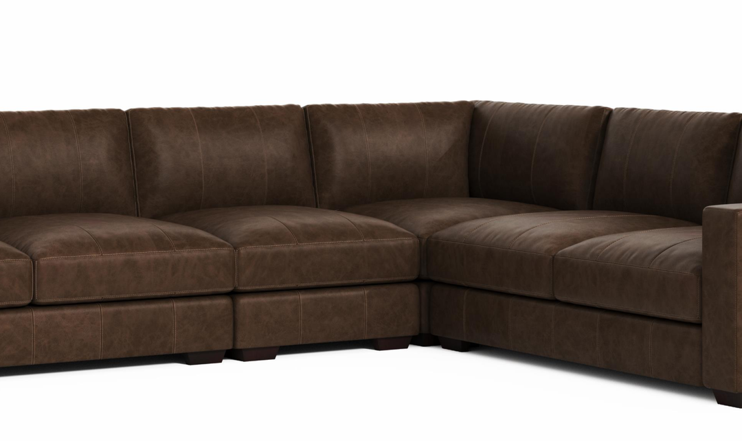 Bernhardt Dawkins L-Shaped Leather Sectional Sofa with Oversized Track Arms - Jennifer Furniture
