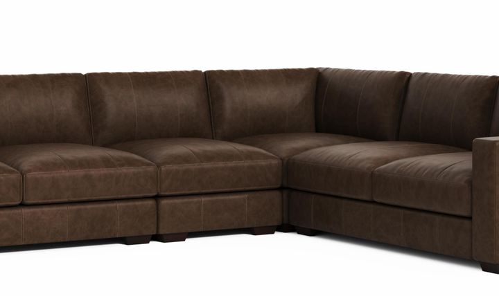 Bernhardt Dawkins L-Shaped Leather Sectional Sofa with Oversized Track Arms - Jennifer Furniture