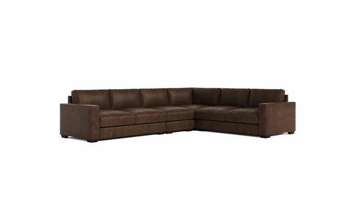 Bernhardt Dawkins L-Shaped Leather Sectional Sofa with Oversized Track Arms - Jennifer Furniture