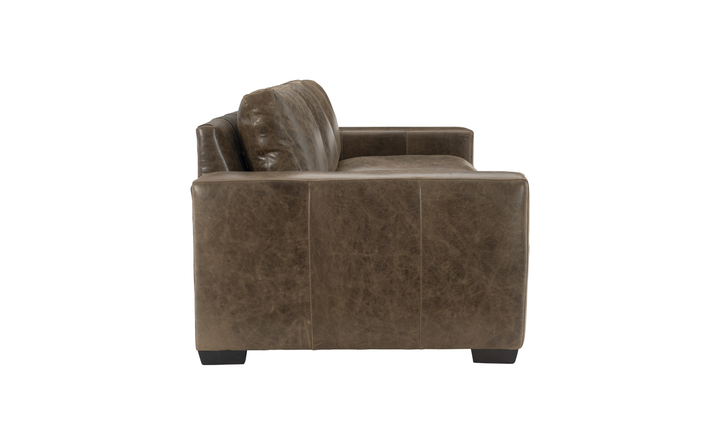 Bernhardt Dawkins Top-Grain Leather Sofa with Track Arms in Brown - Jennifer Furniture