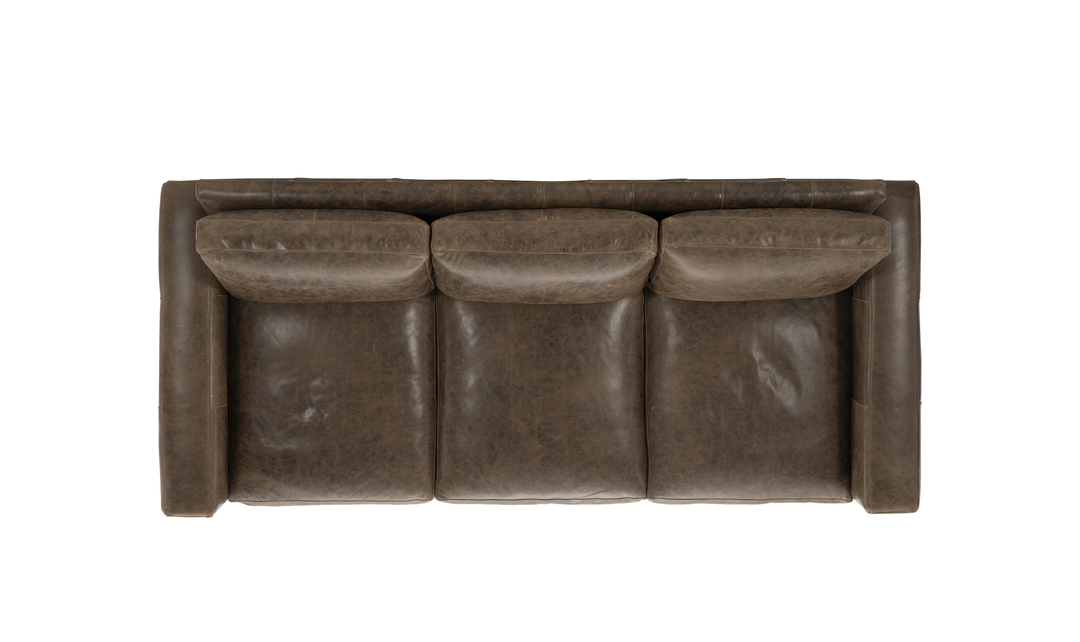 Bernhardt Dawkins Top-Grain Leather Sofa with Track Arms in Brown - Jennifer Furniture