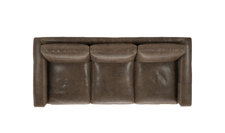 Bernhardt Dawkins Top-Grain Leather Sofa with Track Arms in Brown - Jennifer Furniture