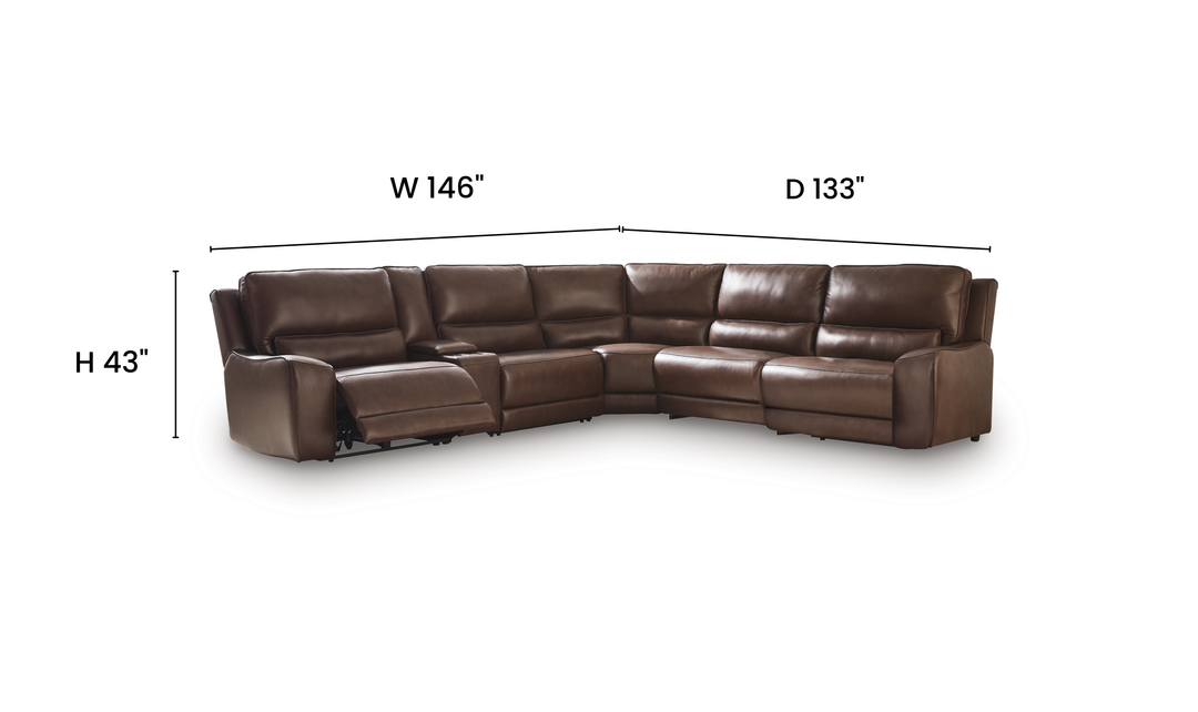 Modern Heritage DeepWakes 6-Piece Reclining Sectional with Storage Console - Jennifer Furniture