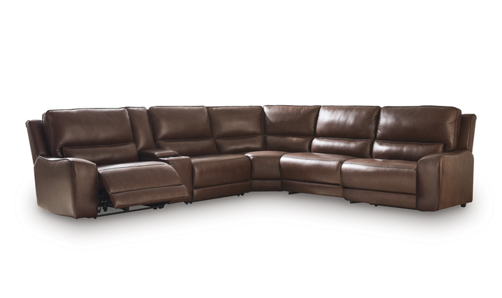 Modern Heritage DeepWakes 6-Piece Reclining Sectional with Storage Console - Jennifer Furniture