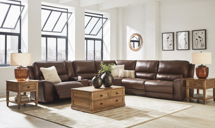 Modern Heritage DeepWakes 6-Piece Reclining Sectional with Storage Console - Jennifer Furniture