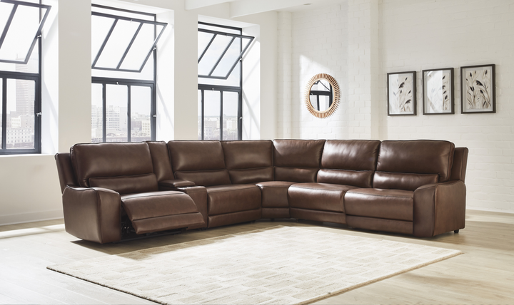 Modern Heritage DeepWakes 6-Piece Reclining Sectional with Storage Console - Jennifer Furniture