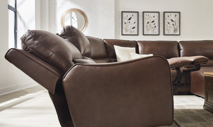 Modern Heritage DeepWakes 6-Piece Reclining Sectional with Storage Console - Jennifer Furniture