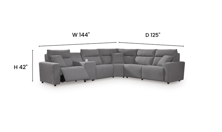 Modern Heritage Modmax II 6-Piece Reclining Sectional with Audio Console - Jennifer Furniture