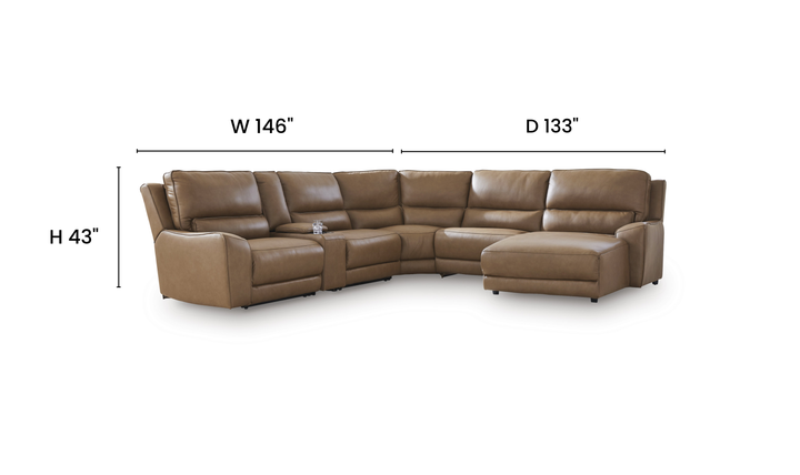 Modern Heritage DeepWakes 6-Piece Power Reclining Sectional with Chaise - Jennifer Furniture