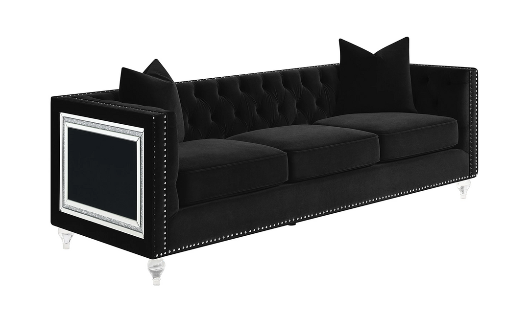 Delilah 3-Seater Sofa with Nailhead Finish in Black