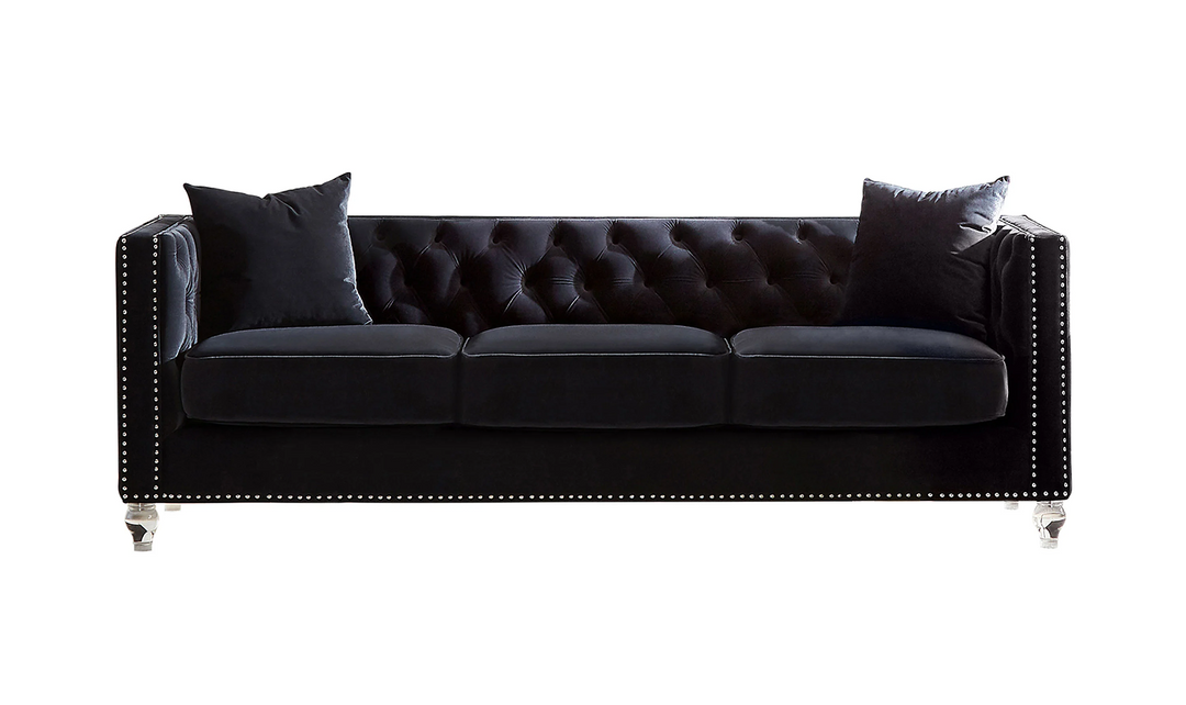 Delilah 3-Seater Sofa with Nailhead Finish in Black