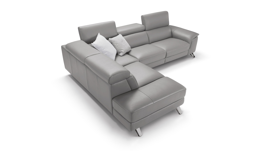 ESF Denver L-Shaped Gray Sectional With Electric Recliner