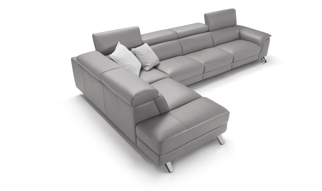 ESF Denver L-Shaped Gray Sectional With Electric Recliner