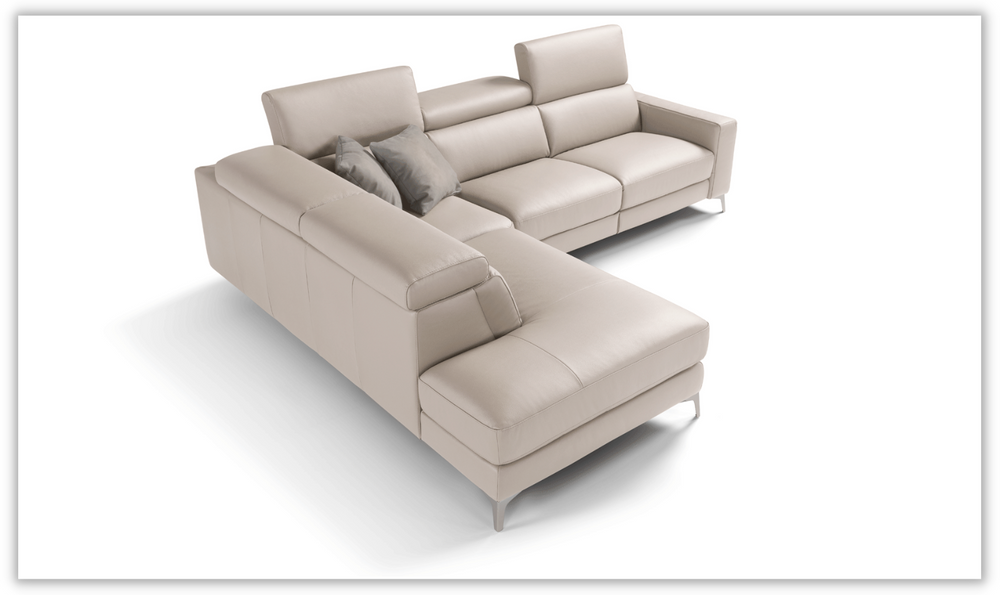  ESF Italia Point Cream Leather Sectional with Chaise