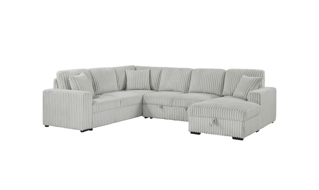 Modern Heritage Devonshire Sleeper Sectional Sofa with Storage Chaise - Jennifer Furniture
