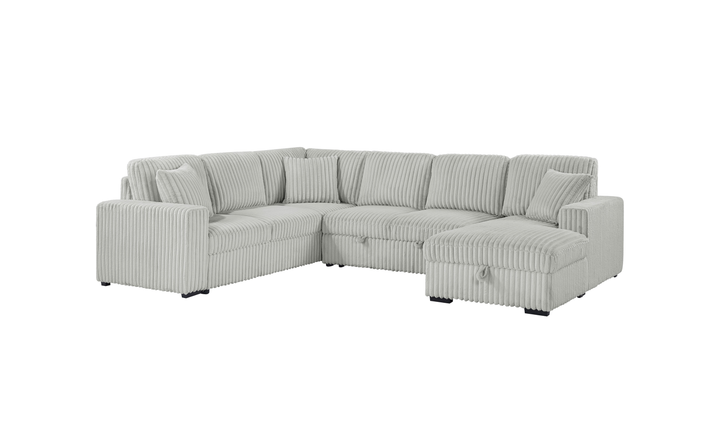 Modern Heritage Devonshire Sleeper Sectional Sofa with Storage Chaise - Jennifer Furniture