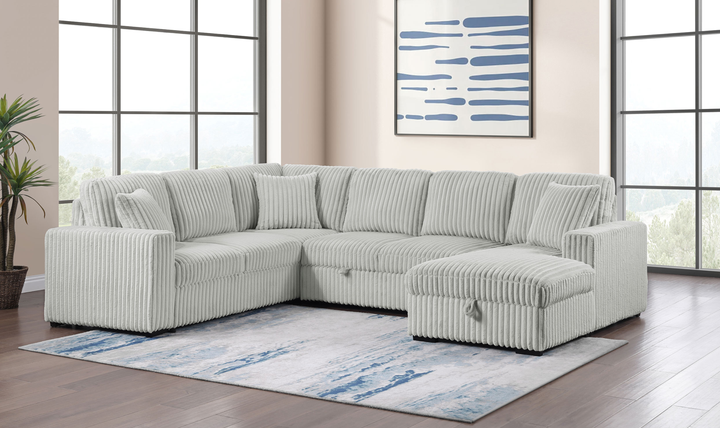 Modern Heritage Devonshire Sleeper Sectional Sofa with Storage Chaise - Jennifer Furniture