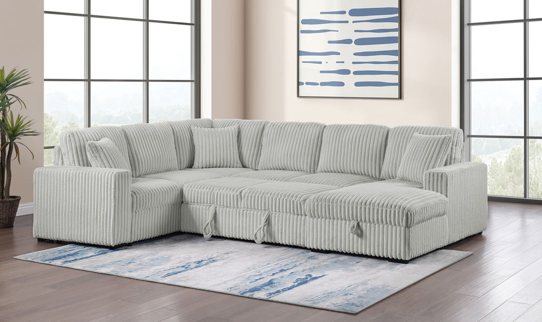 Modern Heritage Devonshire Sleeper Sectional Sofa with Storage Chaise - Jennifer Furniture
