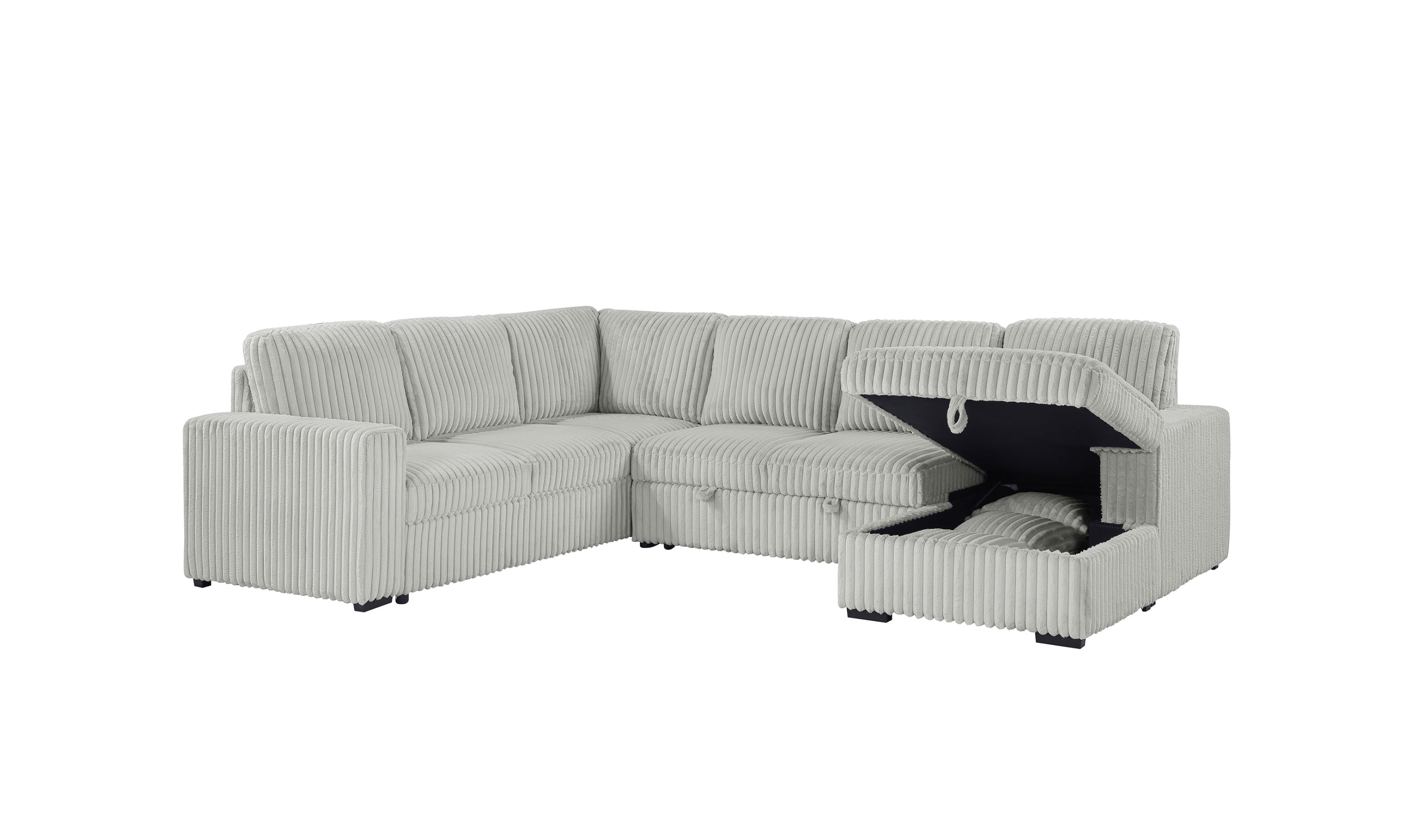 Modern Heritage Devonshire Sleeper Sectional Sofa with Storage Chaise - Jennifer Furniture