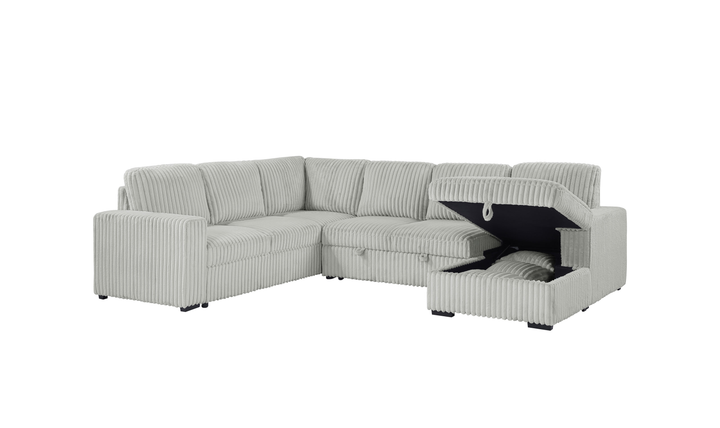 Modern Heritage Devonshire Sleeper Sectional Sofa with Storage Chaise - Jennifer Furniture