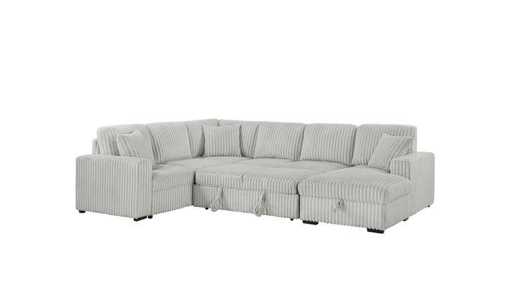 Modern Heritage Devonshire Sleeper Sectional Sofa with Storage Chaise - Jennifer Furniture