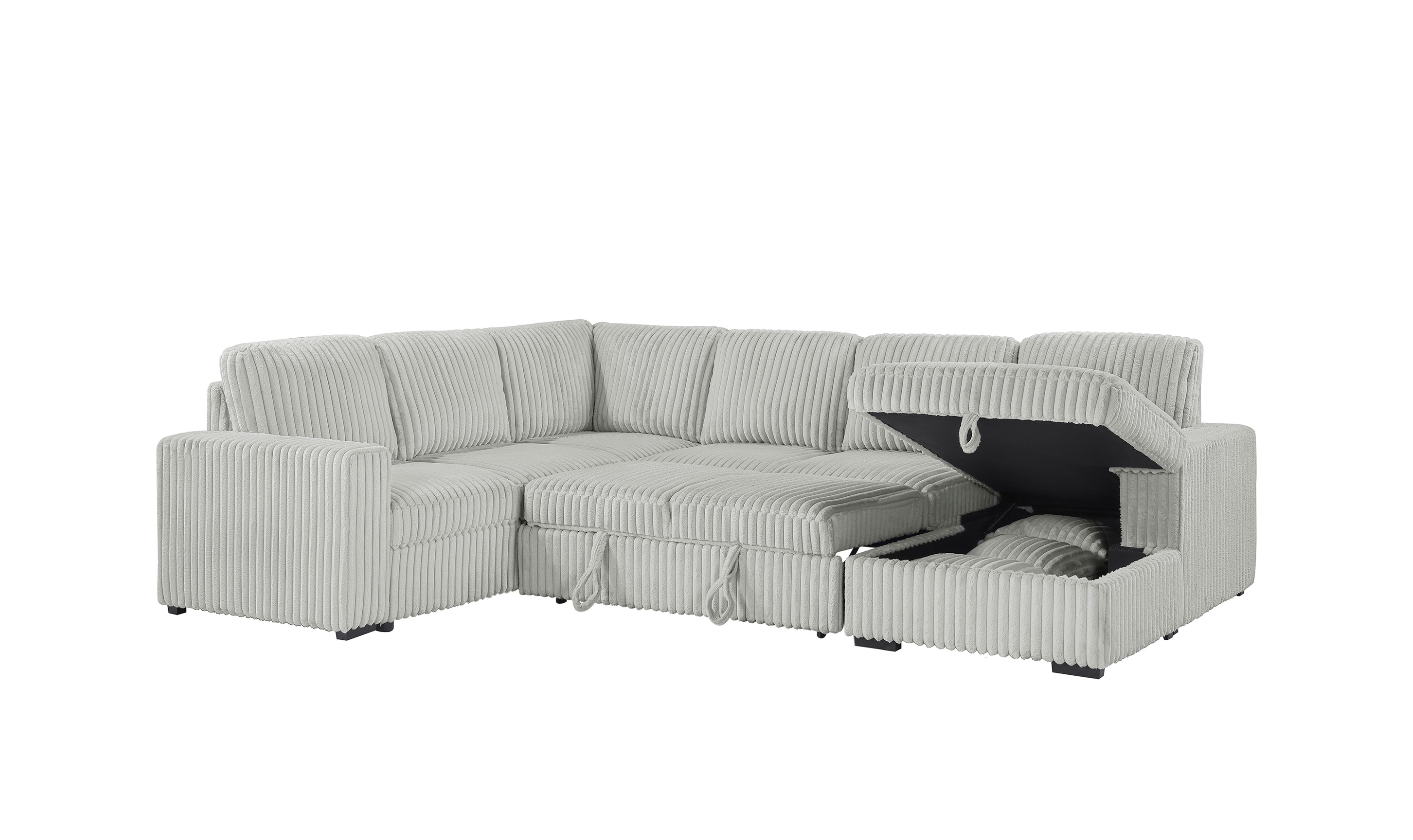 Modern Heritage Devonshire Sleeper Sectional Sofa with Storage Chaise - Jennifer Furniture