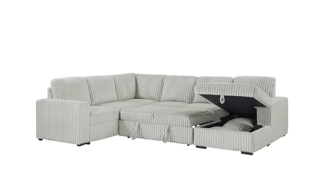 Modern Heritage Devonshire Sleeper Sectional Sofa with Storage Chaise - Jennifer Furniture