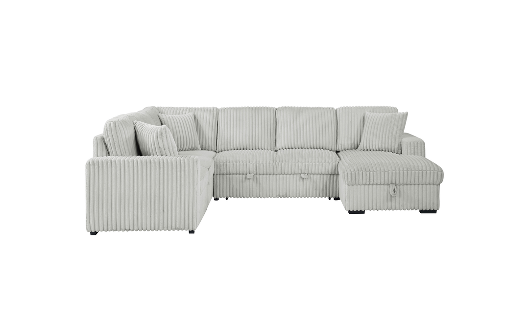 Modern Heritage Devonshire Sleeper Sectional Sofa with Storage Chaise - Jennifer Furniture