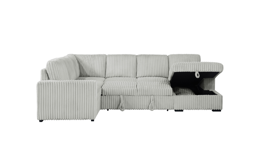 Modern Heritage Devonshire Sleeper Sectional Sofa with Storage Chaise - Jennifer Furniture