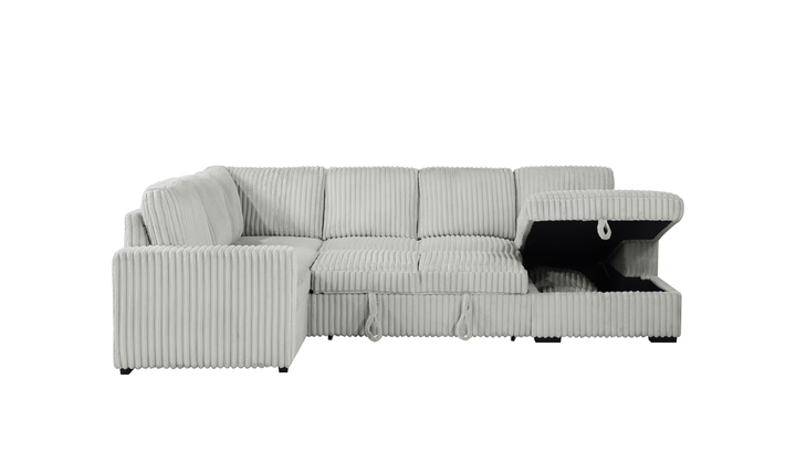 Modern Heritage Devonshire Sleeper Sectional Sofa with Storage Chaise - Jennifer Furniture