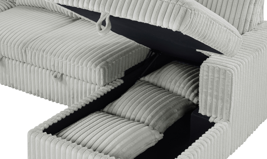 Modern Heritage Devonshire Sleeper Sectional Sofa with Storage Chaise - Jennifer Furniture
