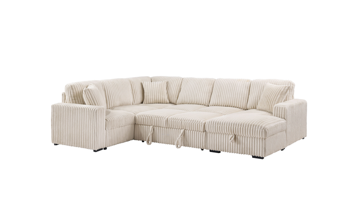 Modern Heritage Devonshire Sleeper Sectional Sofa with Storage Chaise - Jennifer Furniture