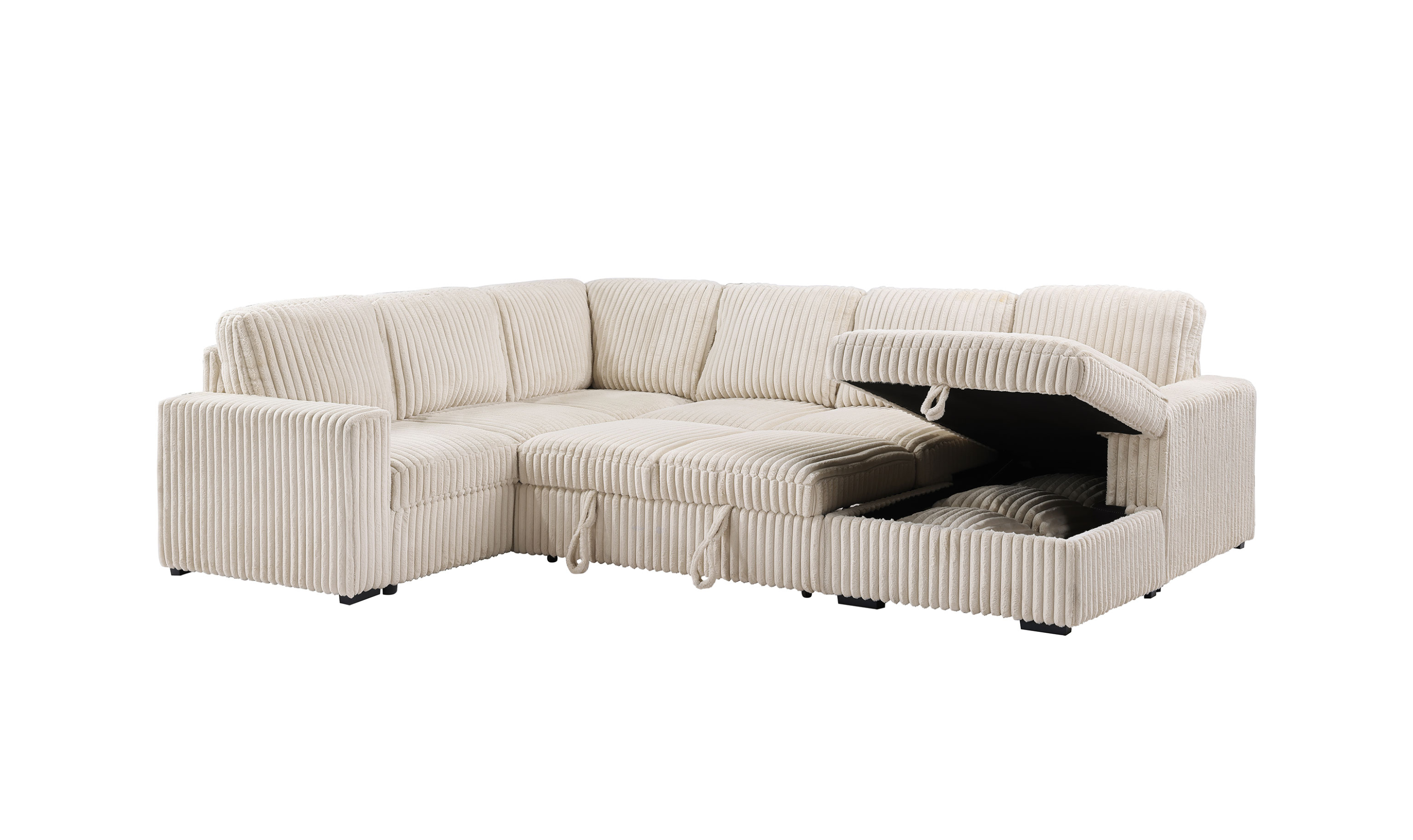 Modern Heritage Devonshire Sleeper Sectional Sofa with Storage Chaise - Jennifer Furniture