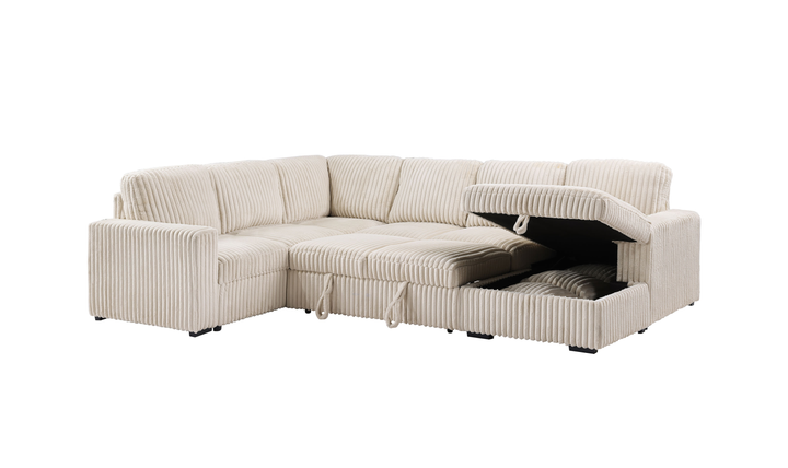 Modern Heritage Devonshire Sleeper Sectional Sofa with Storage Chaise - Jennifer Furniture