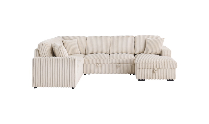 Modern Heritage Devonshire Sleeper Sectional Sofa with Storage Chaise - Jennifer Furniture