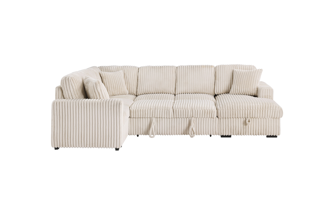 Modern Heritage Devonshire Sleeper Sectional Sofa with Storage Chaise - Jennifer Furniture