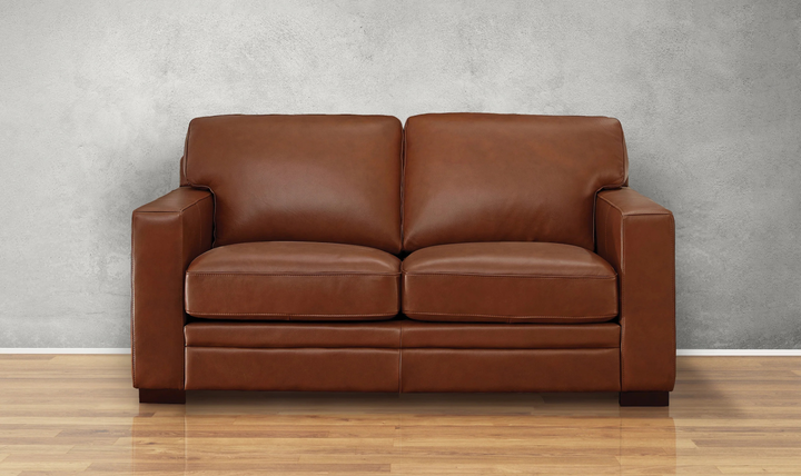 Dillon 2-Seater Waxy Pull-up Leather Loveseat WIth Track Arms-Jennifer
