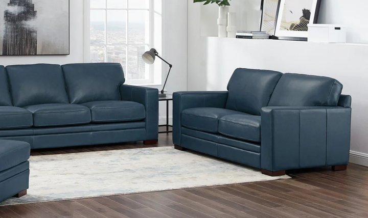 Dillon 2-Seater Waxy Pull-up Leather Loveseat WIth Track Arms-Jennifer