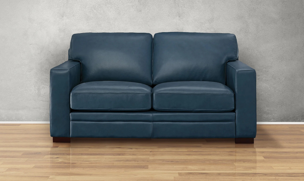 Dillon 2-Seater Waxy Pull-up Leather Loveseat WIth Track Arms-Jennifer