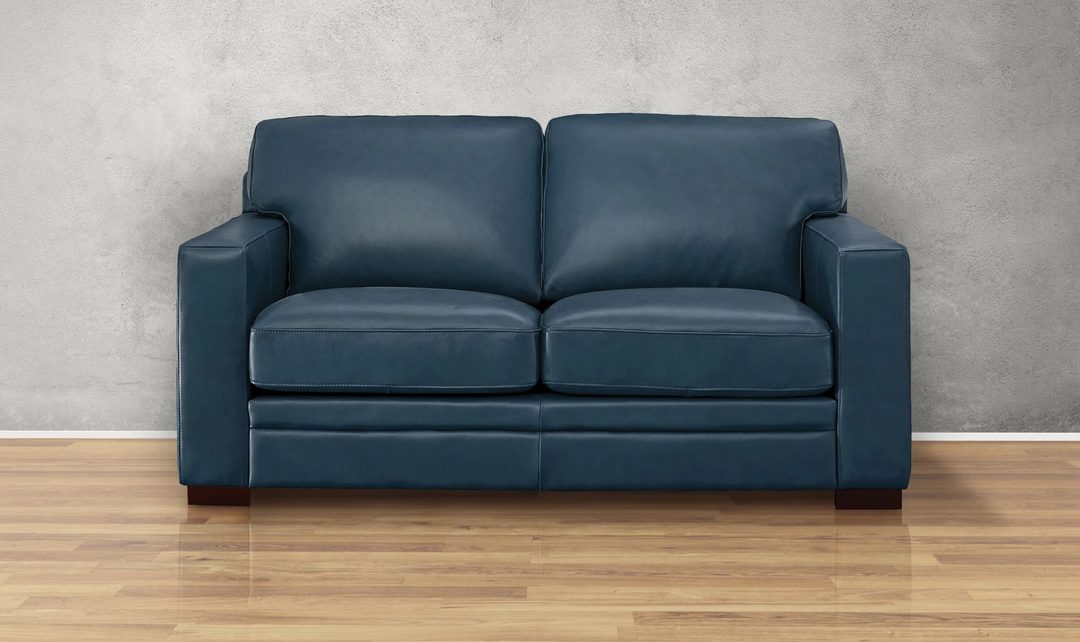 Dillon 2-Seater Waxy Pull-up Leather Loveseat WIth Track Arms-Jennifer