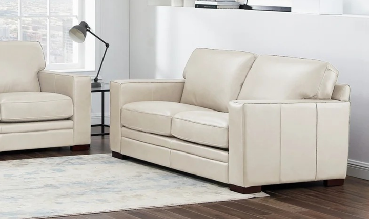 Dillon 2-Seater Waxy Pull-up Leather Loveseat WIth Track Arms-Jennifer