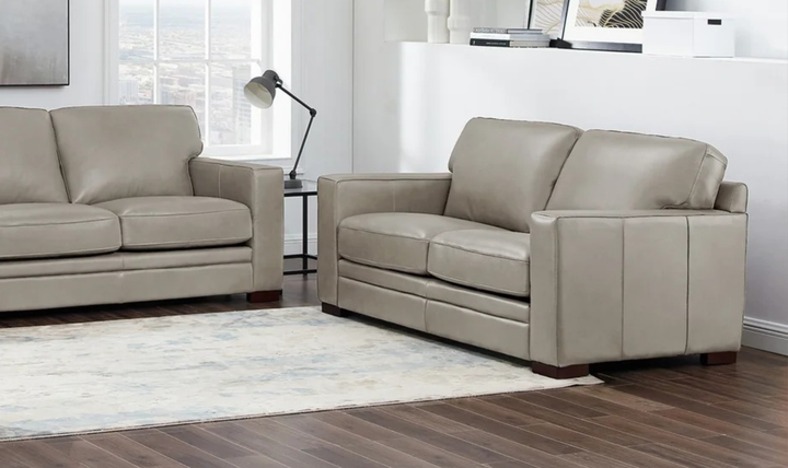 Dillon 2-Seater Waxy Pull-up Leather Loveseat WIth Track Arms-Jennifer