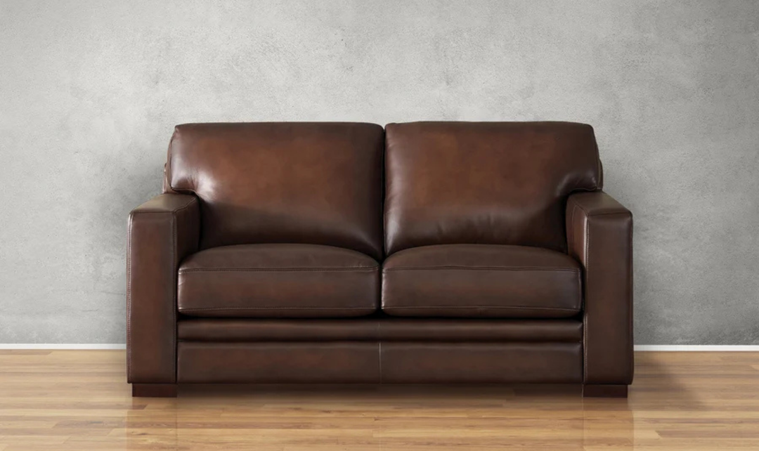 Dillon 2-Seater Waxy Pull-up Leather Loveseat WIth Track Arms-Jennifer
