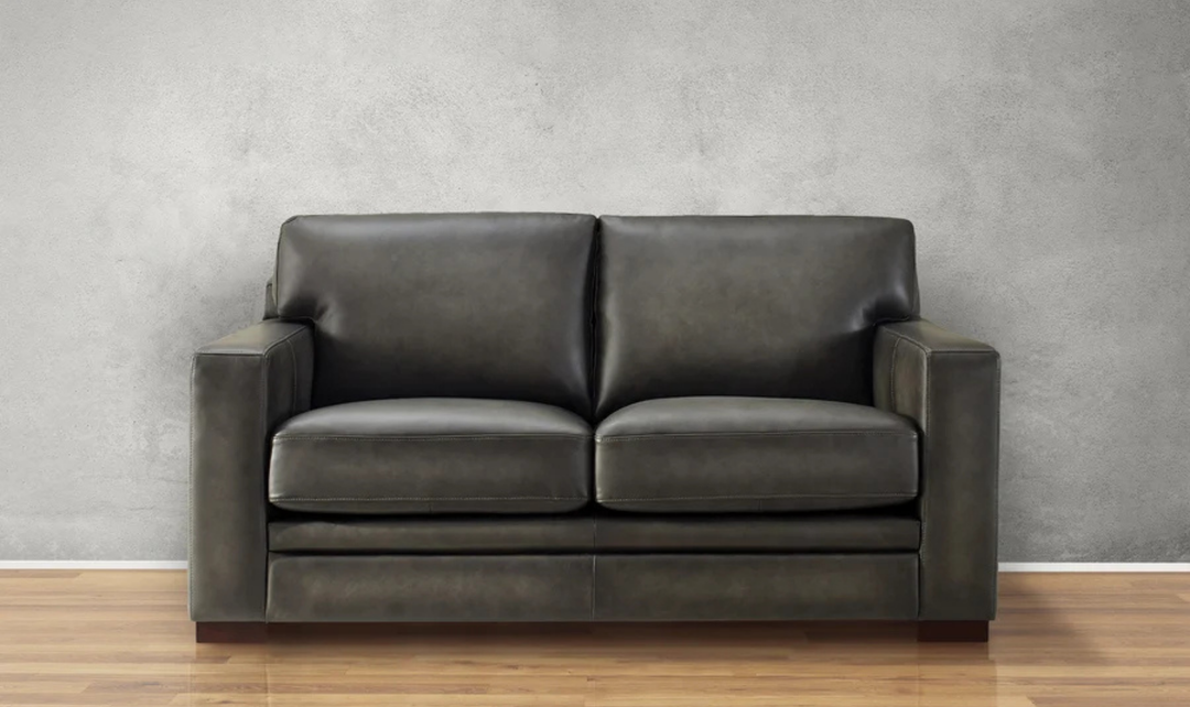 Dillon 2-Seater Waxy Pull-up Leather Loveseat WIth Track Arms-Jennifer