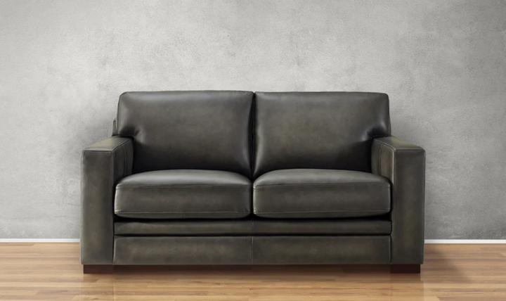 Dillon 2-Seater Waxy Pull-up Leather Loveseat WIth Track Arms-Jennifer