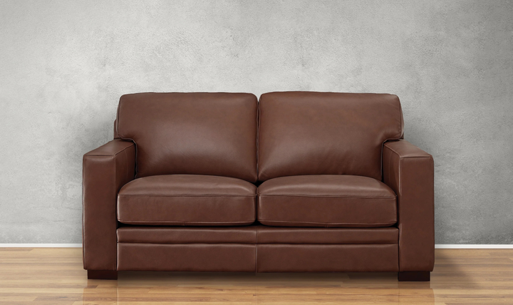 Dillon 2-Seater Waxy Pull-up Leather Loveseat WIth Track Arms-Jennifer
