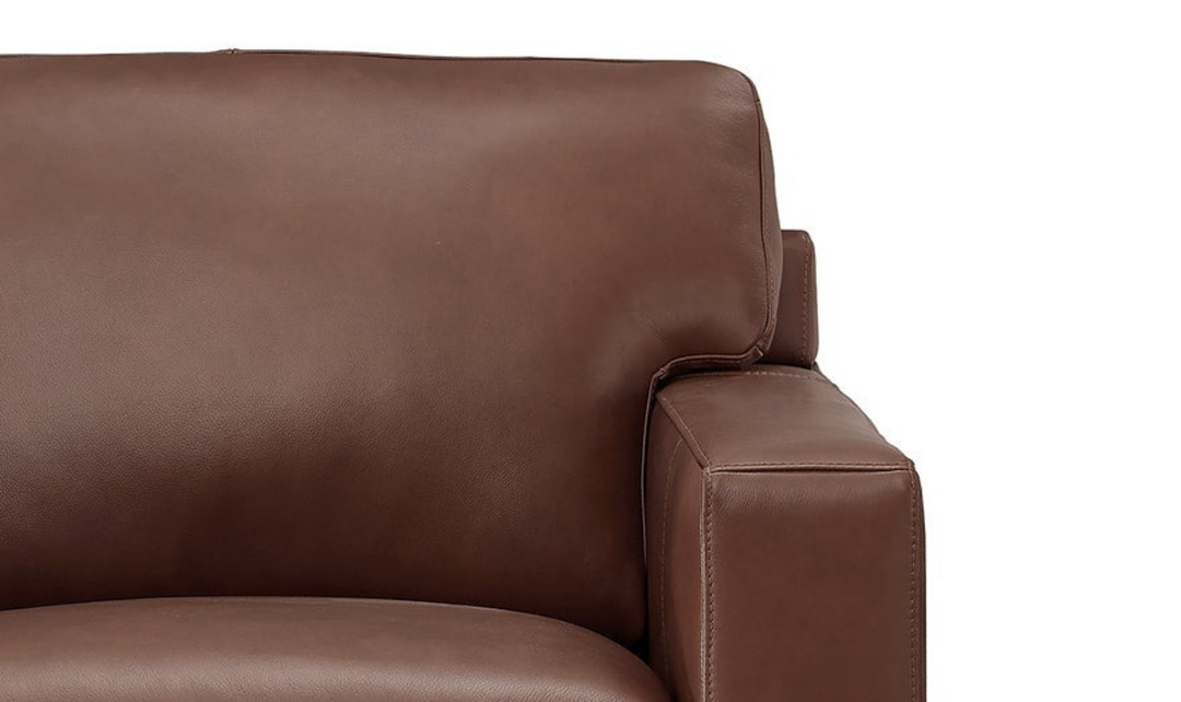 Dillon 2-Seater Waxy Pull-up Leather Loveseat WIth Track Arms-Jennifer